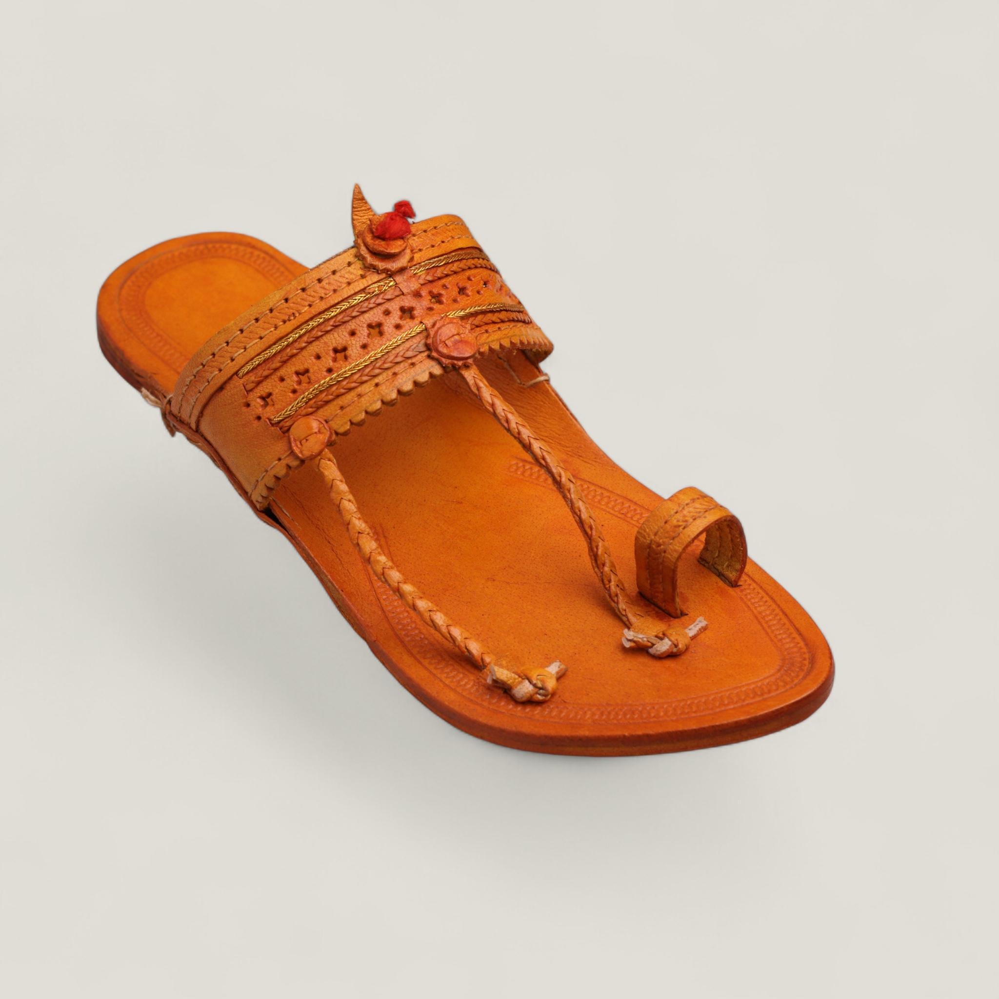 Kolaap_14-1 Pesting Canary Yellow Men's Kolhapuri Chappal - Image 1