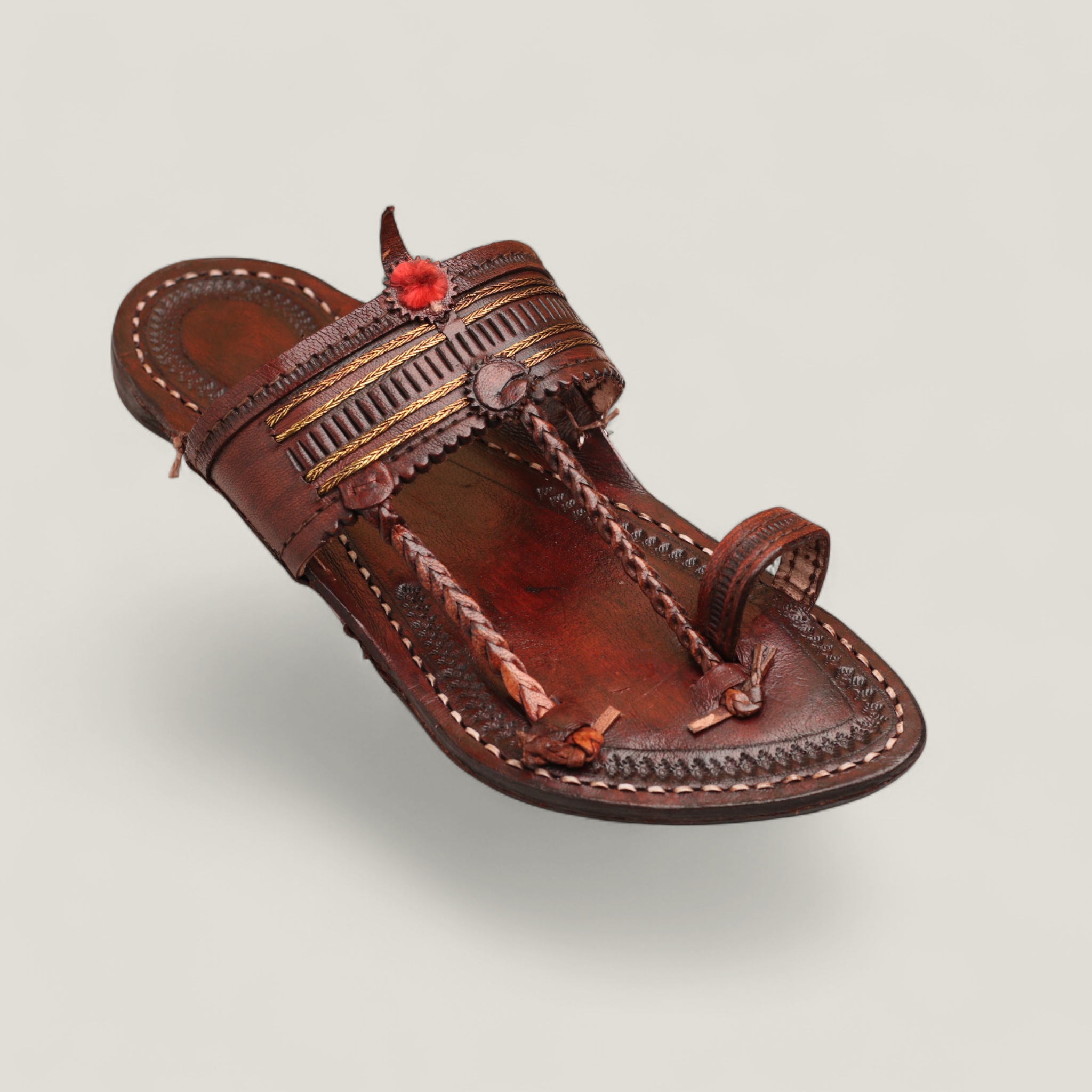 Kolaap_15-1 Wire Shilai Kapshi-Rich Brown Kolhapuri Chappal for Men - Image 1