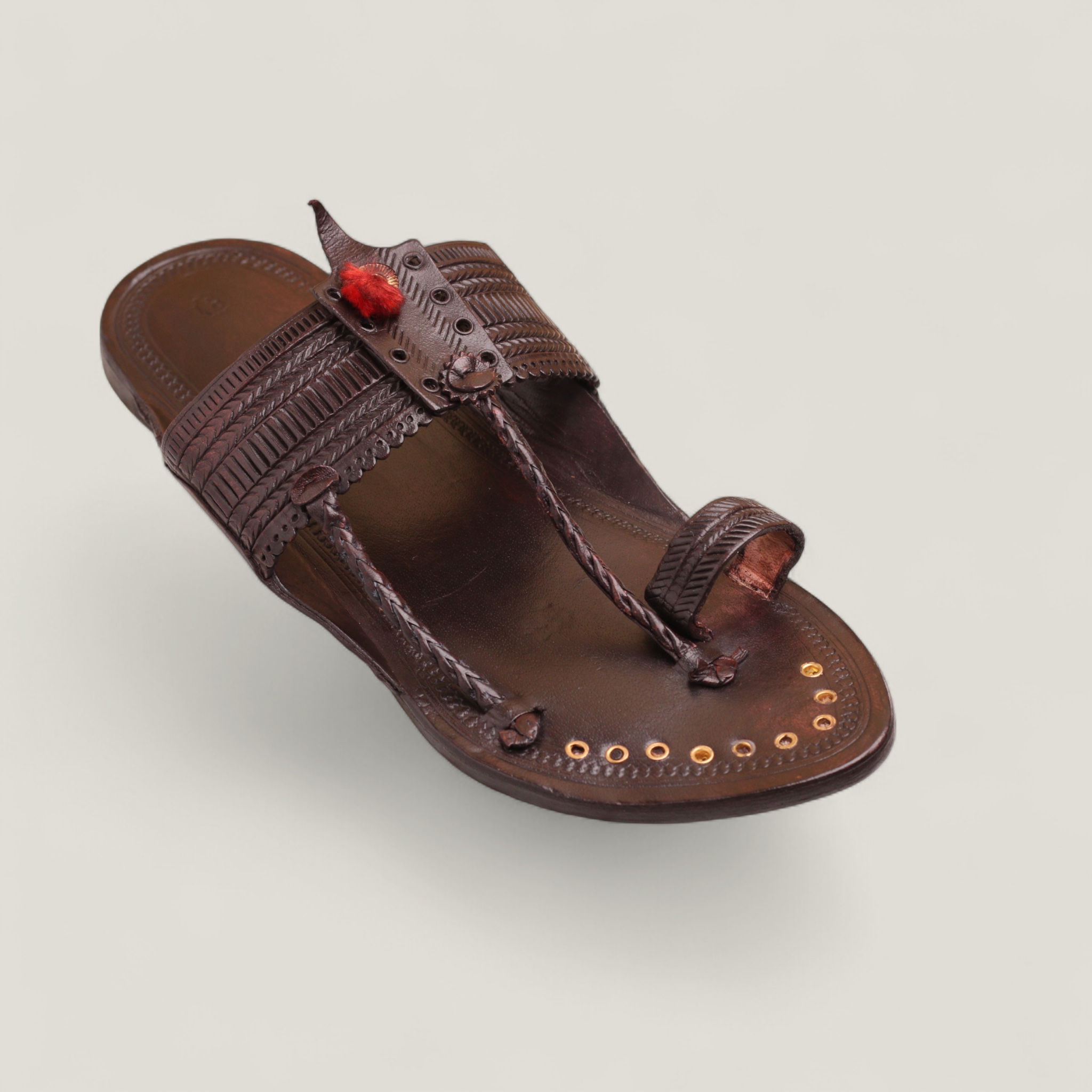 Kolaap_18-1 Pesting Ring Brown Men's Kolhapuri Chappal - Image 1