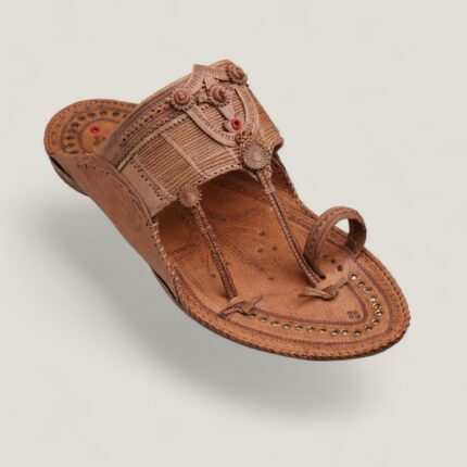 Dharmapan Got Kapshi Elegant Tan Men's Kolhapuri Chappal