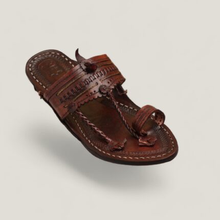 Wire Shilai Poona Shape- Mahogany Brown Men's Kolhapuri Chappal