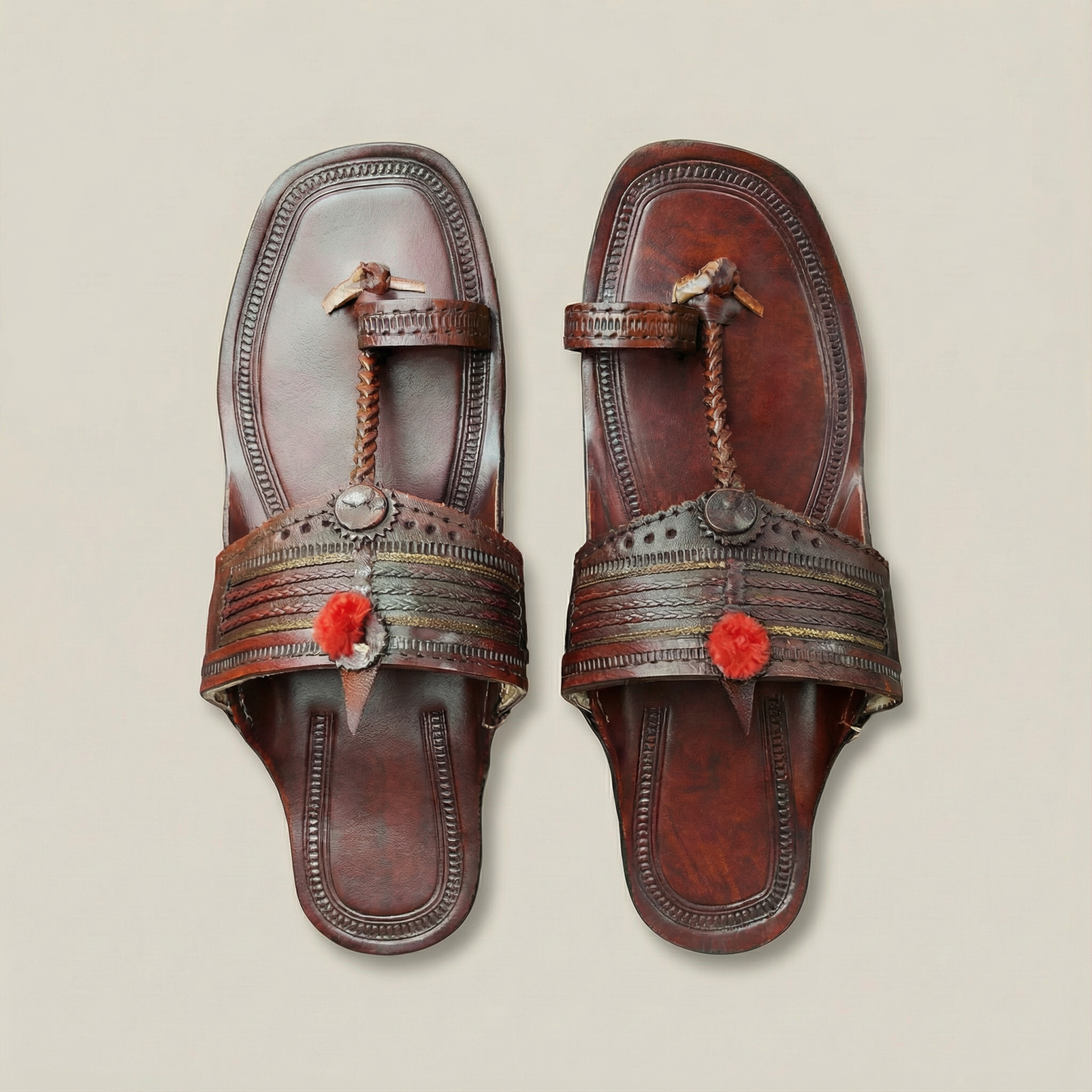 Moja-Shape-Pasting-A4 Moja Shape Kolhapuri Chappal – Sleek Flat-Front Leather Footwear for Men - Image 1