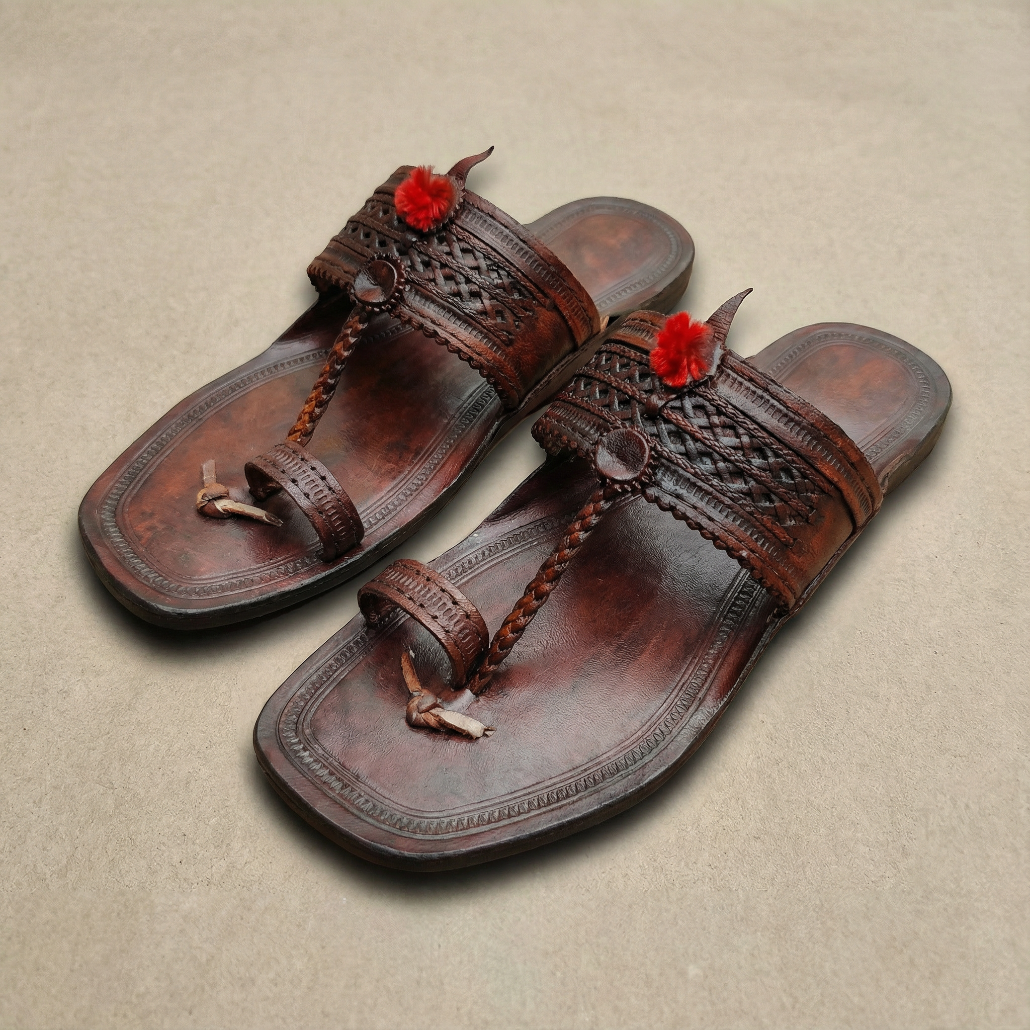 Moja-Shape-Pasting-C1 Moja Shape Kolhapuri Chappal – Sleek Flat-Front Leather Footwear Men - Image 1